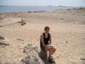 Jane with lots of sand